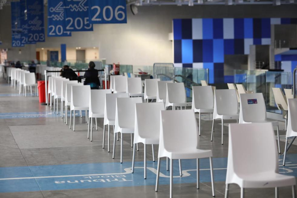 Autorretrato de vacunante en cola